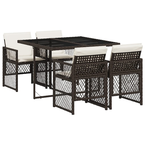 vidaXL 5-cz. zestaw mebli ogrodowych z poduszkami, brązowy, polirattan