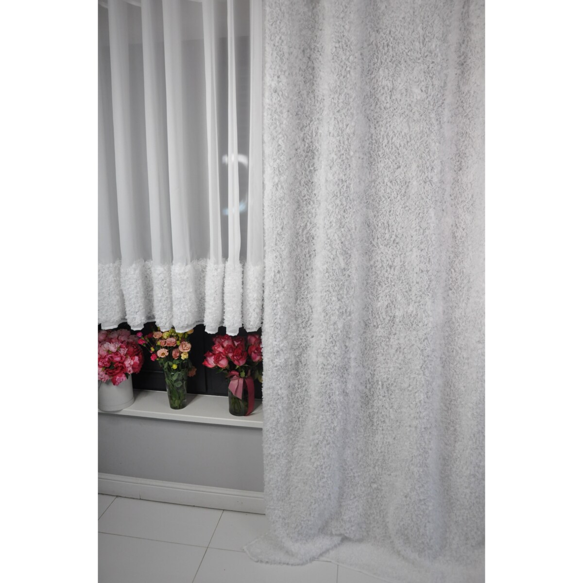 zasłona "lumiere 3d" z szyfonu biała | 140x250 taśma