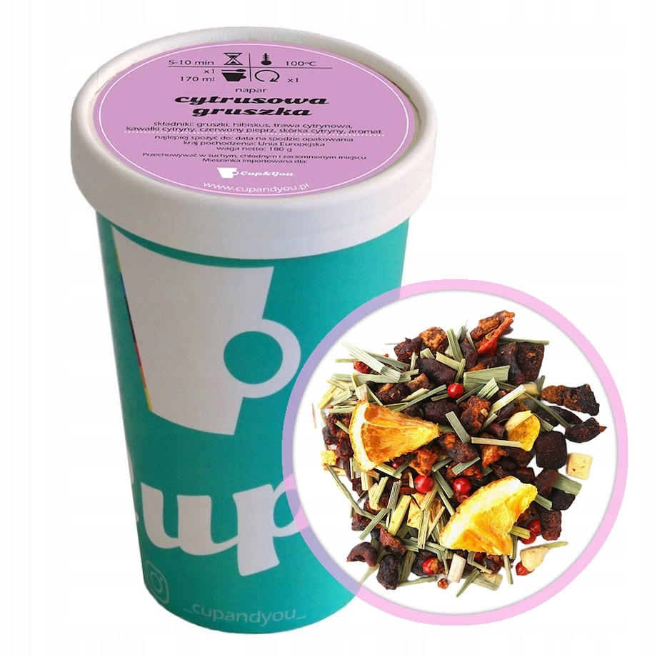 Sypana herbata owocowa CYTRUSOWA GRUSZKA hibiskus 180g napar premium super