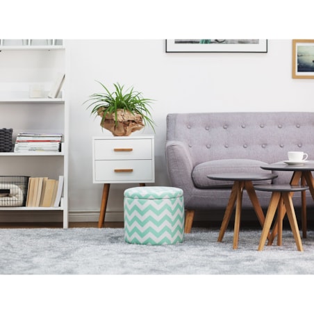 Puf ze schowkiem ⌀ 35 cm zielono-biały TUNICA