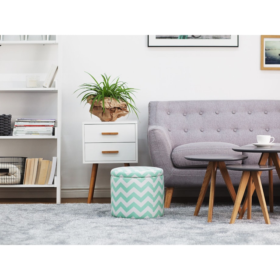 Puf ze schowkiem ⌀ 35 cm zielono-biały TUNICA