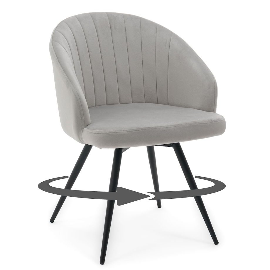 Krzesło tapicerowane obrotowe welurowe do salonu MODENA jasnoszare