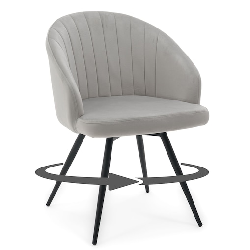 Krzesło tapicerowane obrotowe welurowe do salonu MODENA jasnoszare