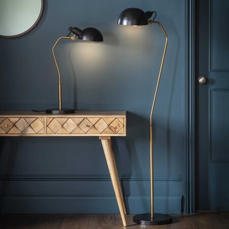 Loftowa lampa podłogowa Largo 95477 Endon metalowy czarny mosiądz