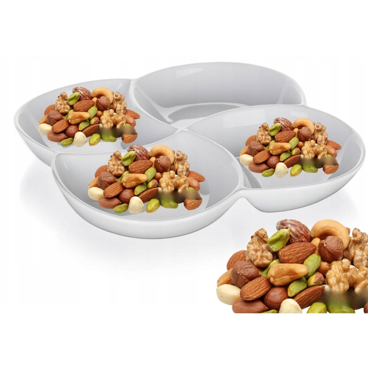 BIAŁA CERAMICZNA SALATERKA półmisek patera na przekąski orzeszki oliwki