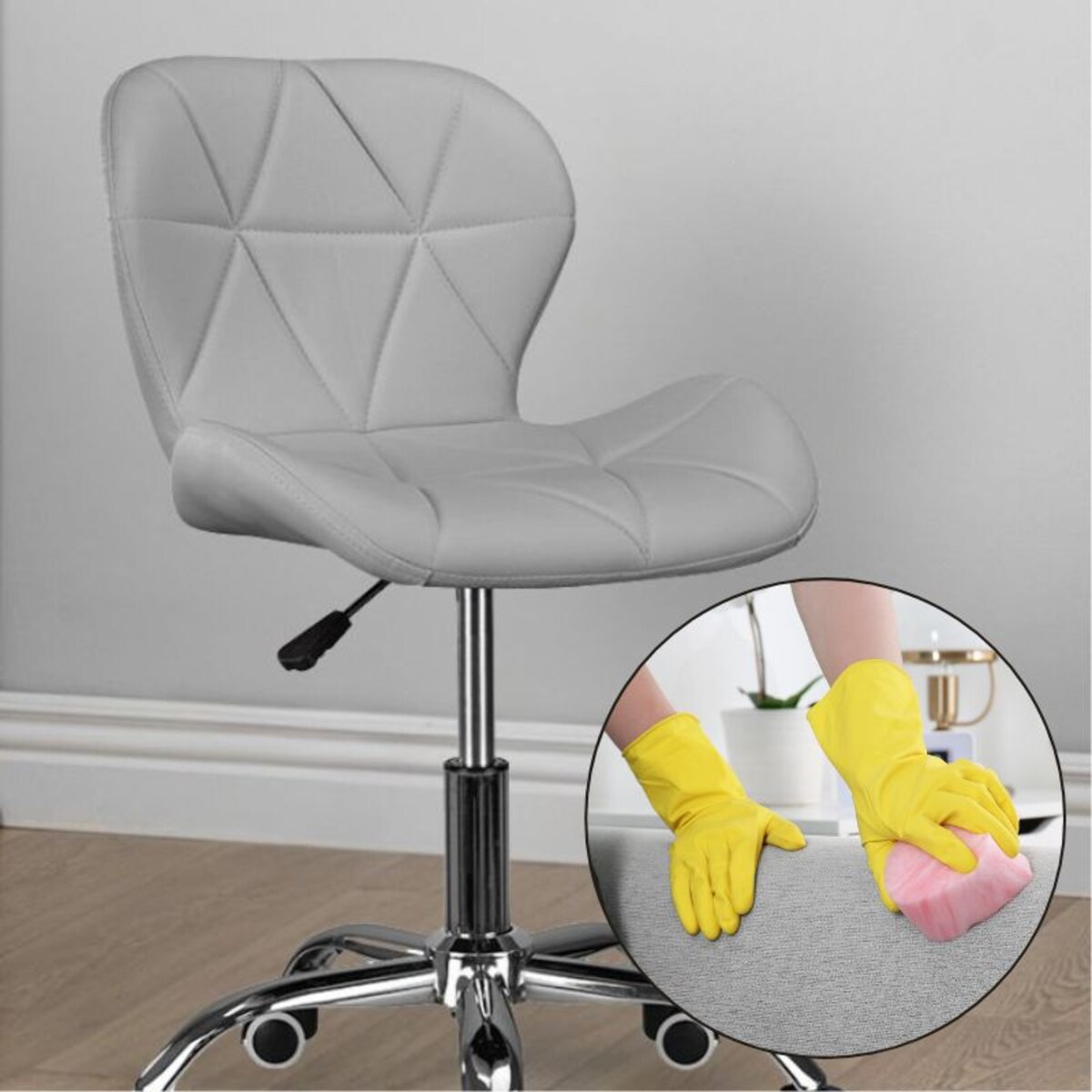 Krzesło obrotowe biurowe nowoczesne ekoskóra szare