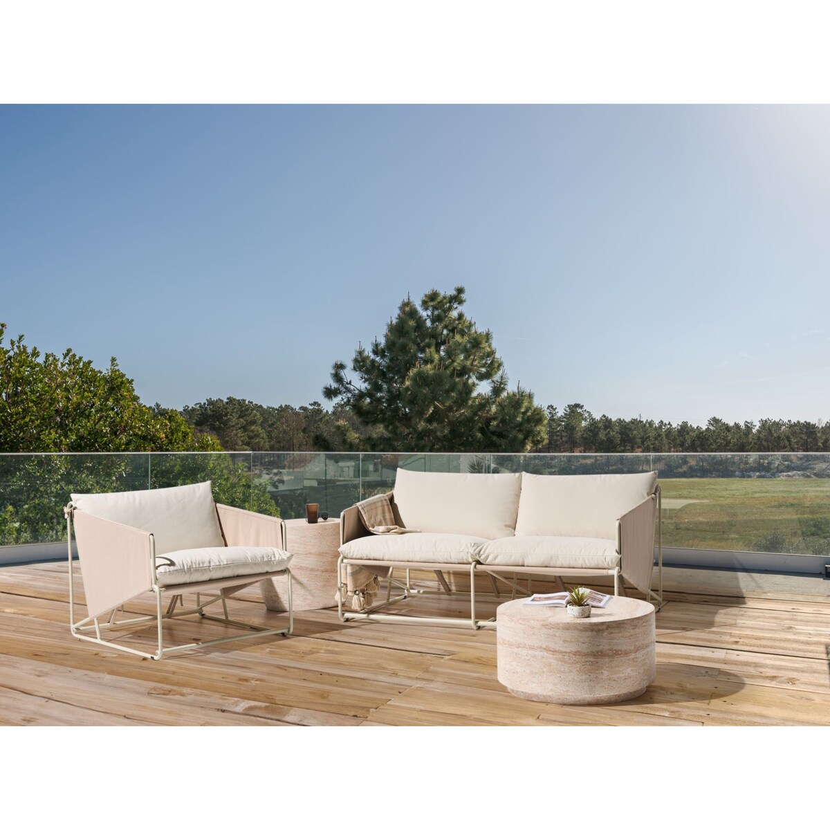 Zestaw ogrodowy dla 3 osób PONTE Metal Beżowoszary