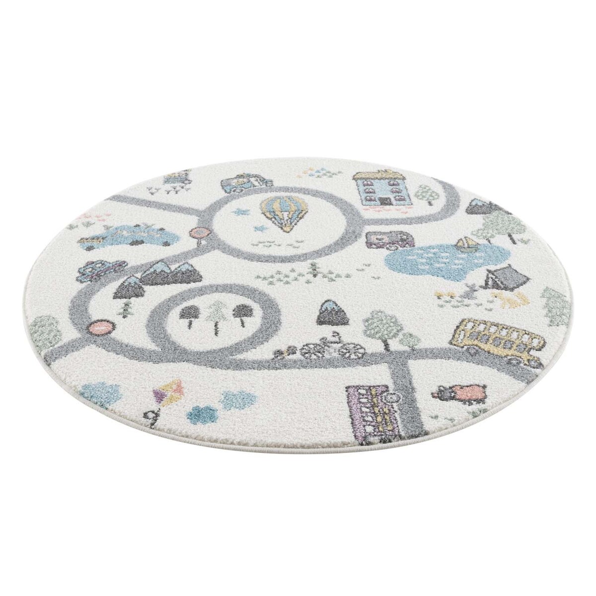 Dywan do pokoju dziecięcego okrągły Ulica Droga Animai 9376 Kremowy 160x160