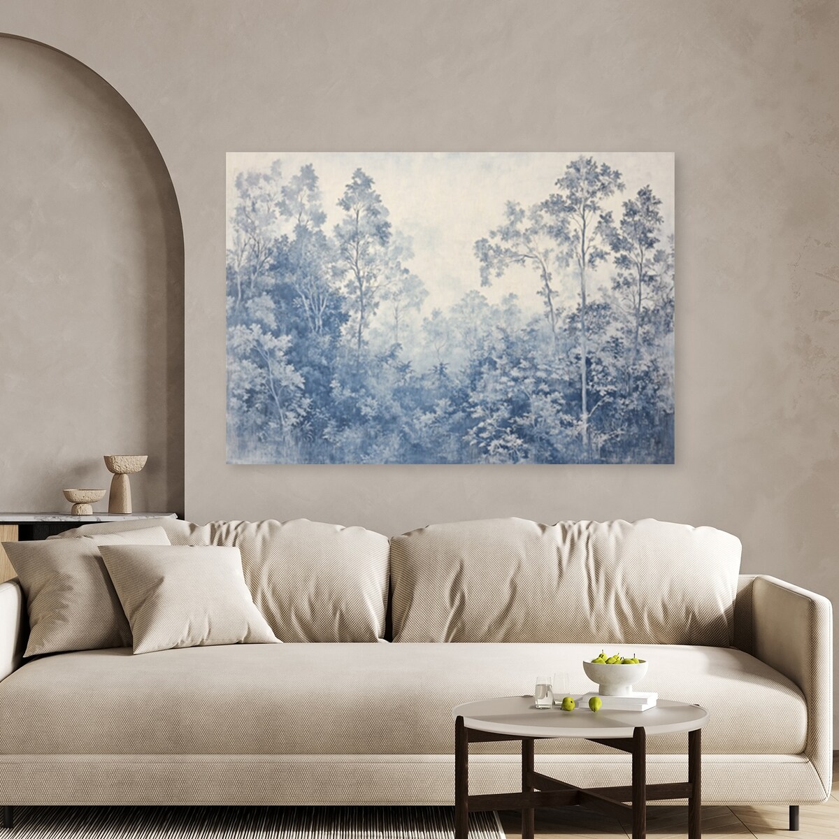 Obraz nowoczesny do salonu sypialni Drzewa las we mgle natura niebieski 120x80