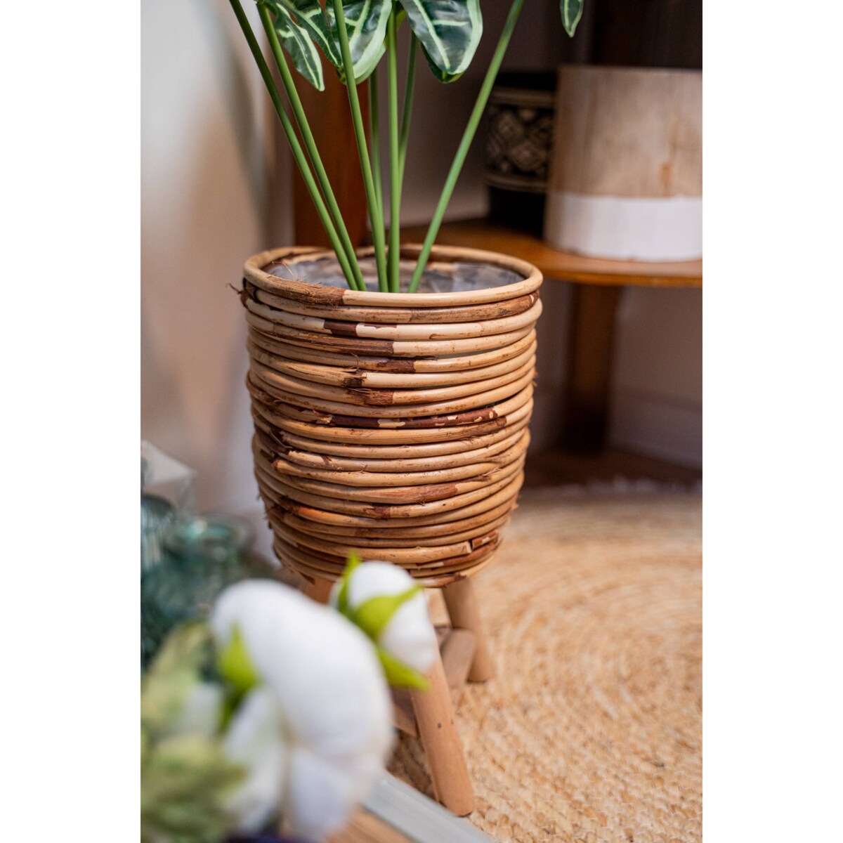 Dywan do salonu okrągły, Ø 80 cm, z liści kukurydzy