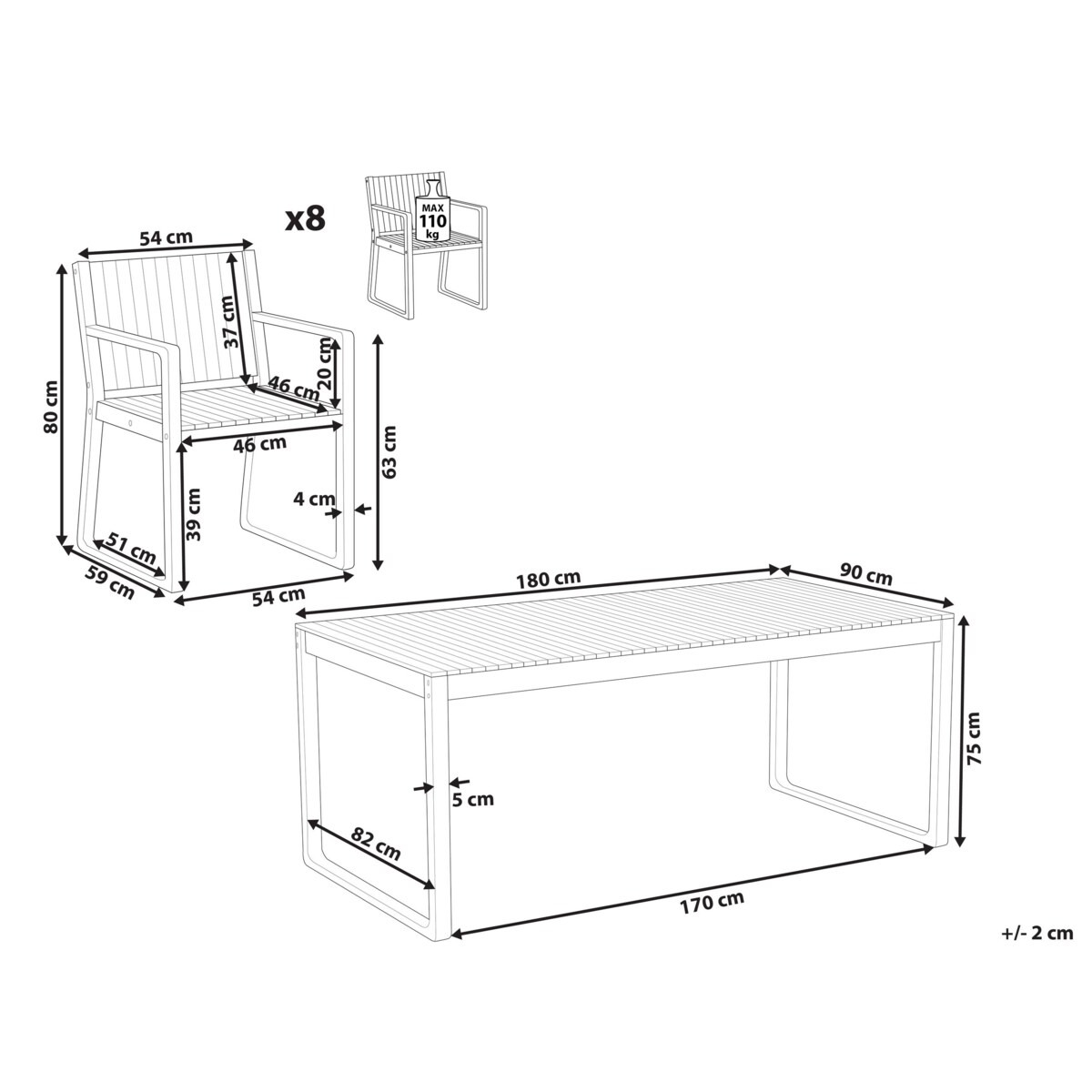 Zestaw jadalniany dla 8 osób Drewno Jasne drewno SASSARI II