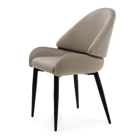 Krzesło tapicerowane welurowe do salonu BERGAMO ciemnobeżowe