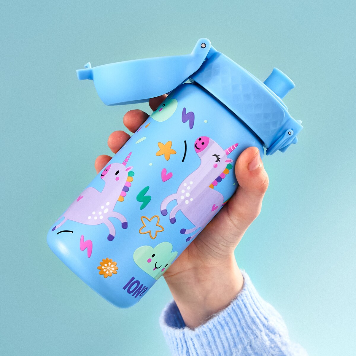 Butelka ION8 Single Wall I8SS400PBUNI (MR) Unicorns (Alaskan Blue)