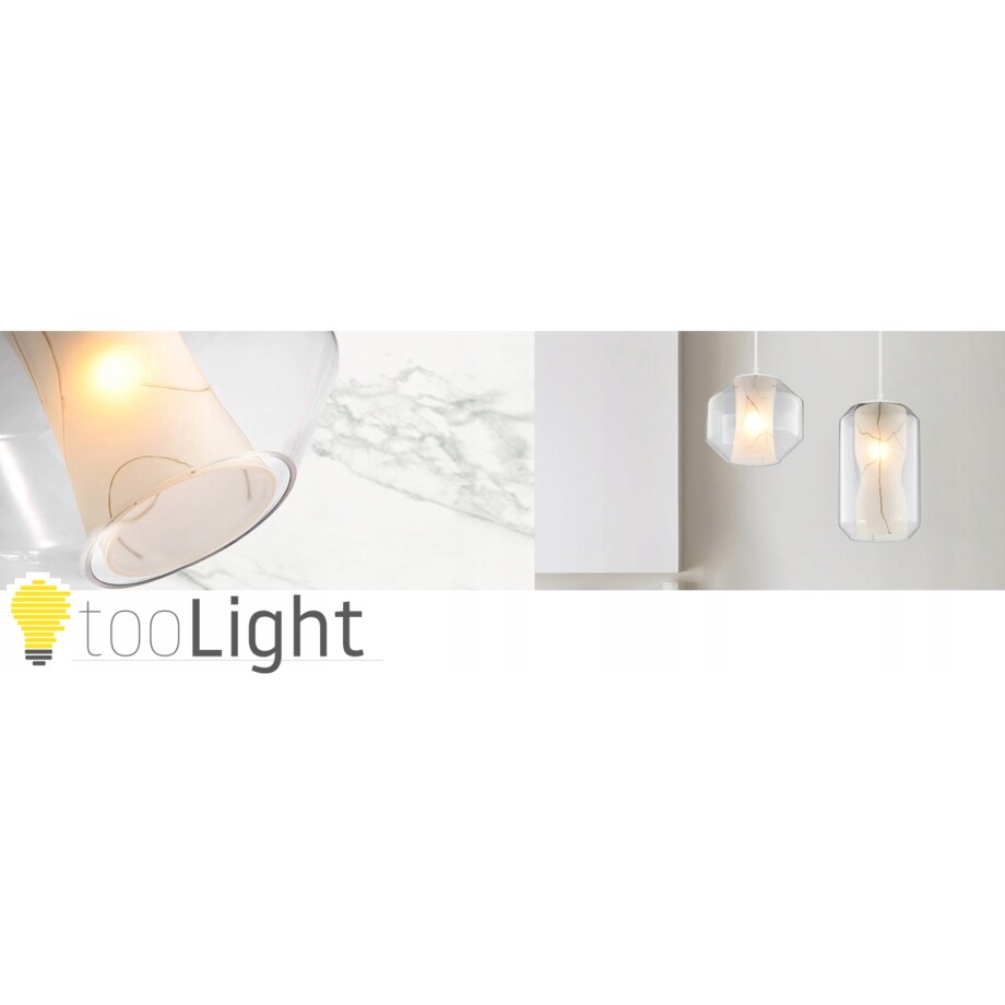Lampa Sufitowa Wisząca Tuba Szklana Marble Biała
