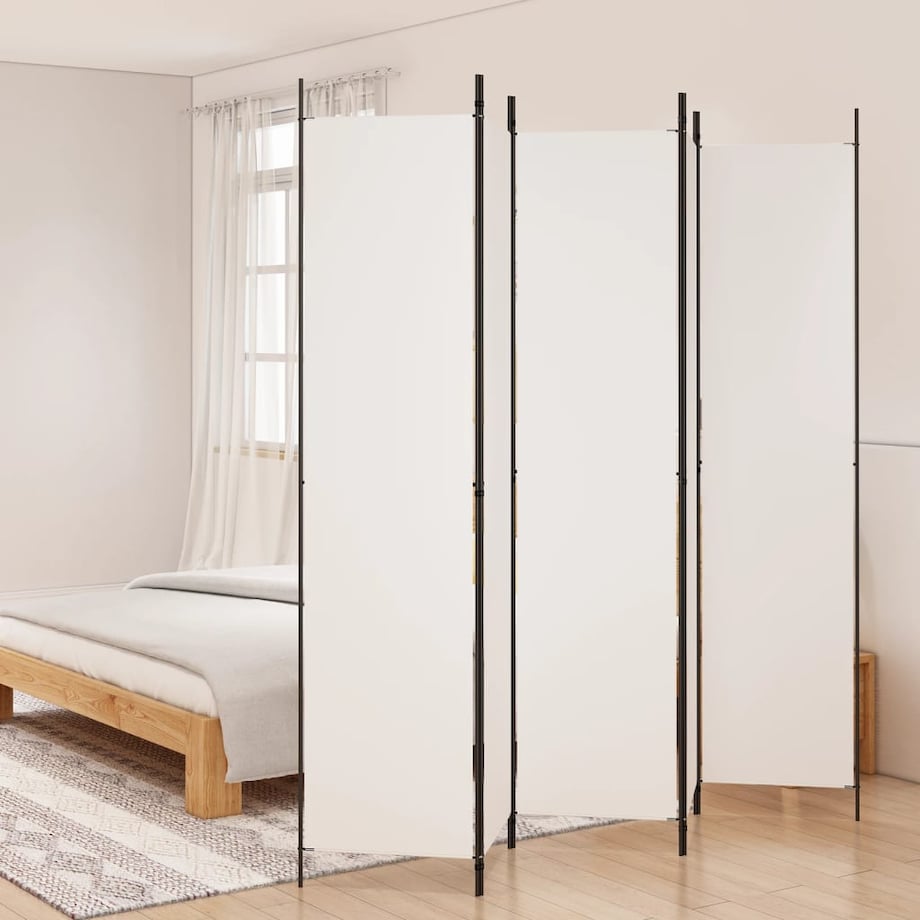 vidaXL Parawan 5-panelowy, biały, 250x220 cm, tkanina
