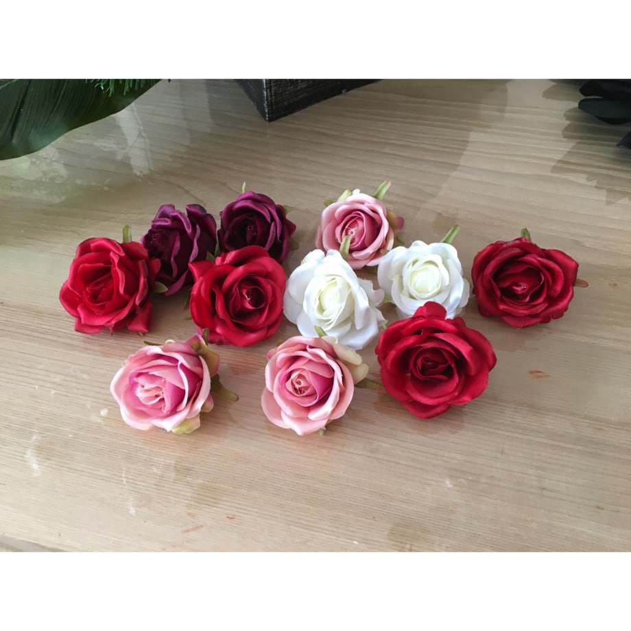 RÓŻA MAŁA sztuczna czerwona na stroik wiązankę 6x