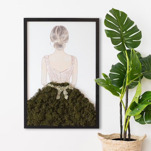 Obraz Baletnica - mech chrobotek w czarnej ramie 40x60cm