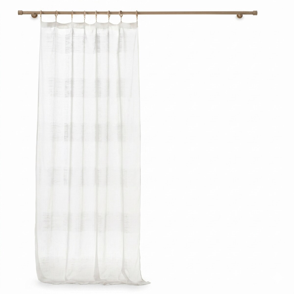 Firanka na drewnianych przelotkach DALTON BLANC, 140 x 240 cm