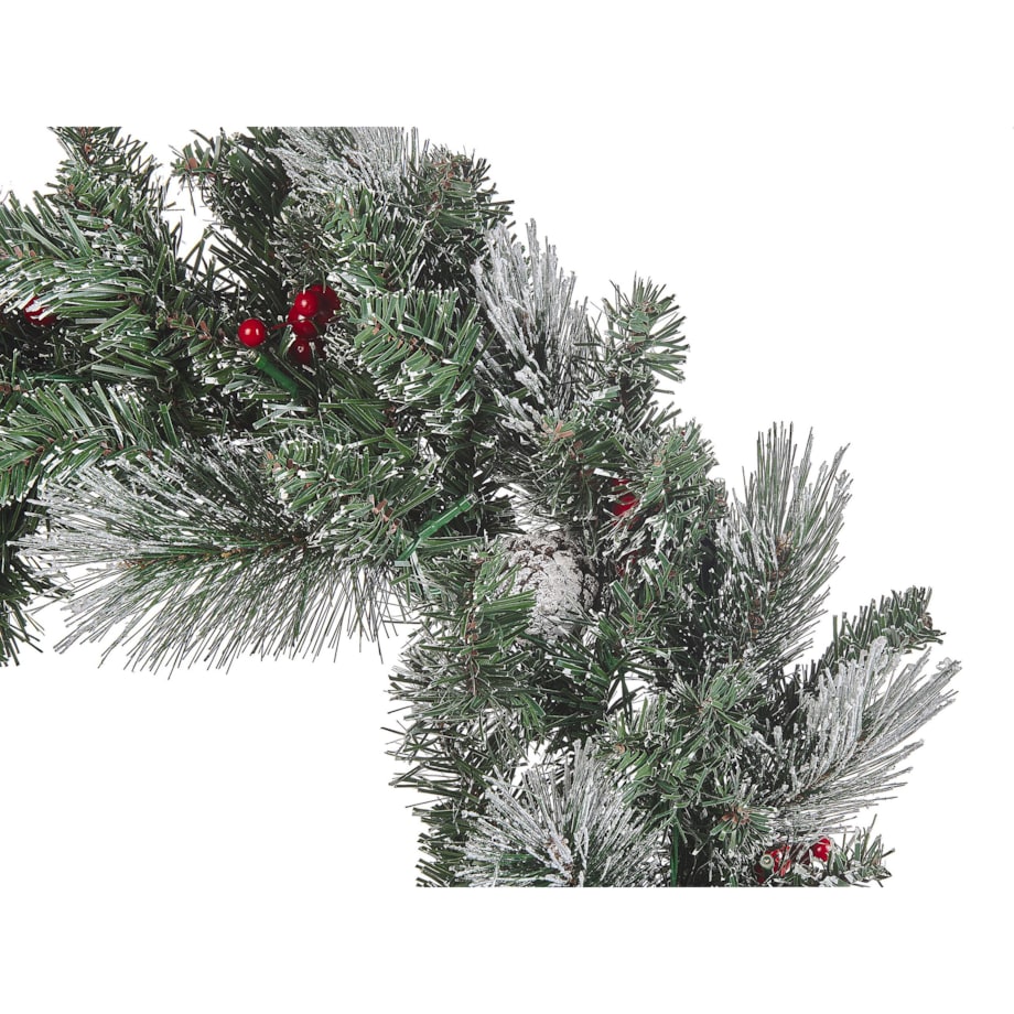 Ośnieżony wianek świąteczny ze światełkami ⌀ 30 cm zielony WAPTA