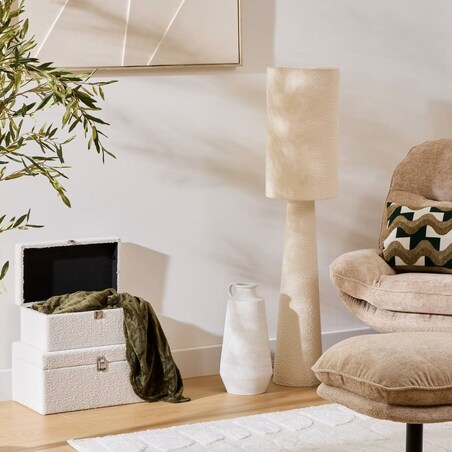 Lampa podłogowa z materiałem, kremowa, Solal, 124 cm