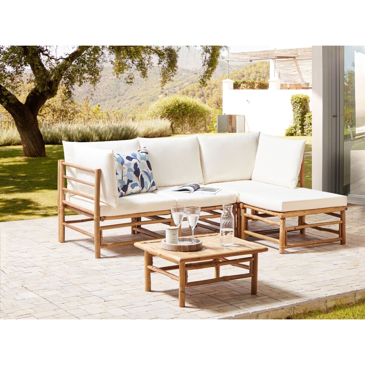 Moduł ogrodowy 1-osobowy bambusowy złamana biel CERRETO