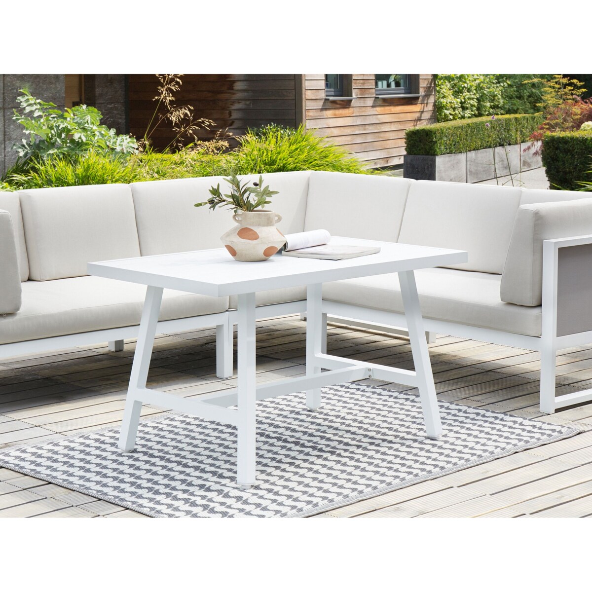 Duży zestaw wypoczynkowy dla 6 osób Lewostronny Aluminium Złamana biel CASTELLA/FRATTE