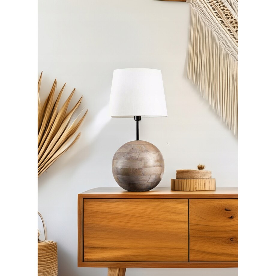 LAMPA STOŁOWA BIURKOWA DREWNO MANGO E27 BOHO do salonu sypialni nocna 42cm