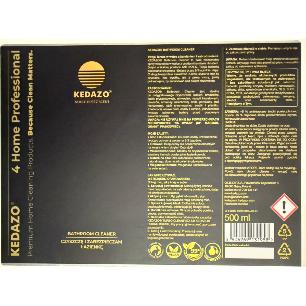 skuteczny płyn do czyszczenia łazienki -anti-kalk -KEDAZO Bathroom Cleaner