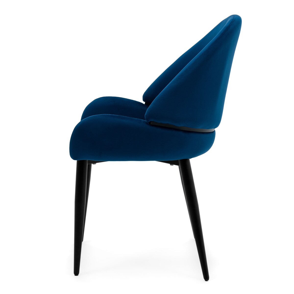 Krzesło tapicerowane welurowe do salonu BERGAMO granatowe