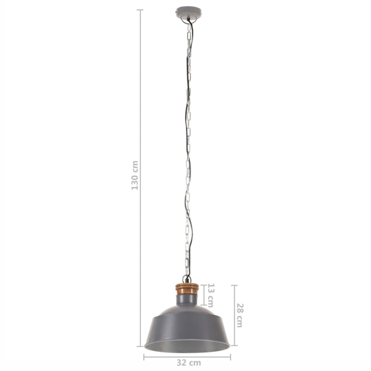 vidaXL Industrialna lampa wisząca, 32 cm, szara, E27