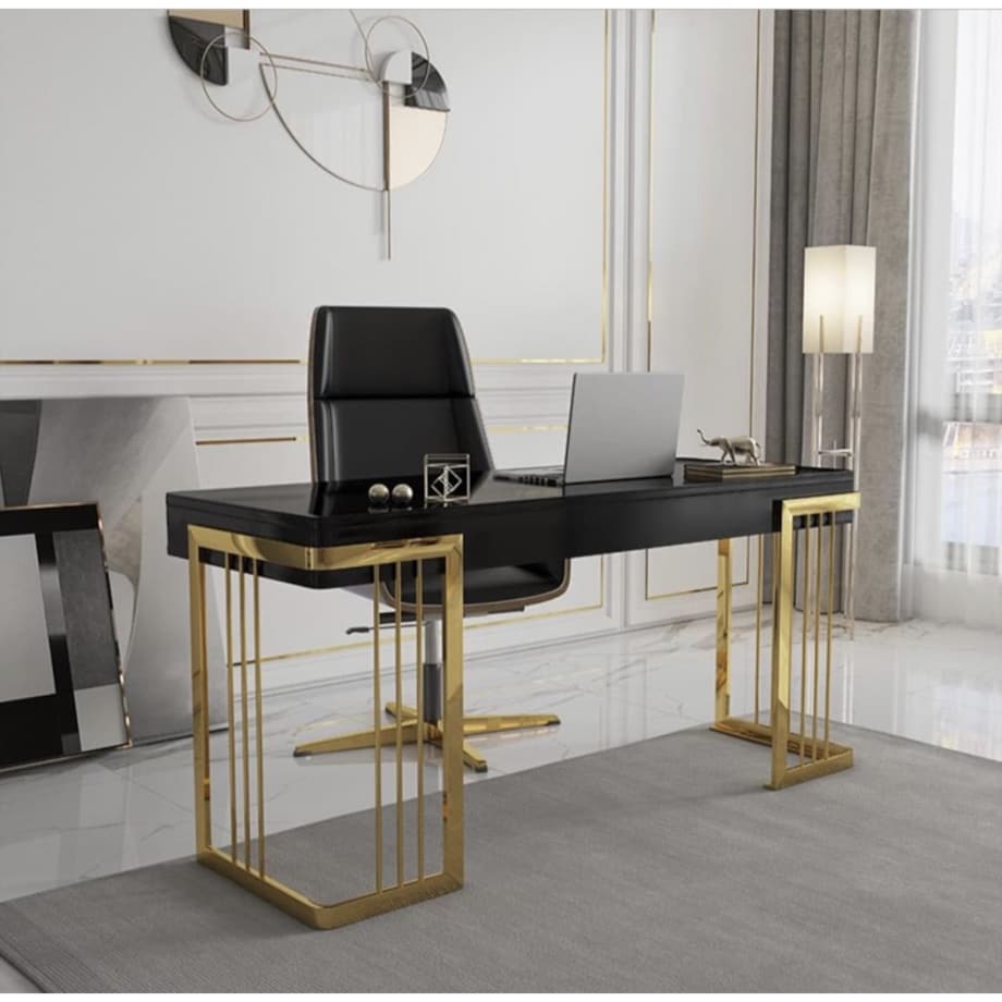 Czarne złote biurko ze stali nierdzewnej Luxury Premium 140x70x75