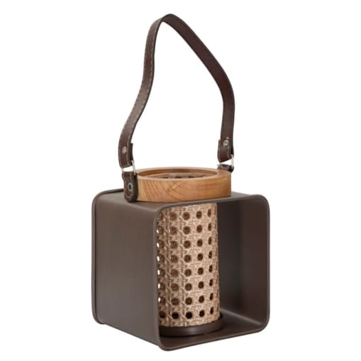 Świecznik dekoracyjny Rattan, 16 x 13 x 20 cm, świecznik na świecę, wielokolorowy, styl boho chic, Mauro Ferretti
