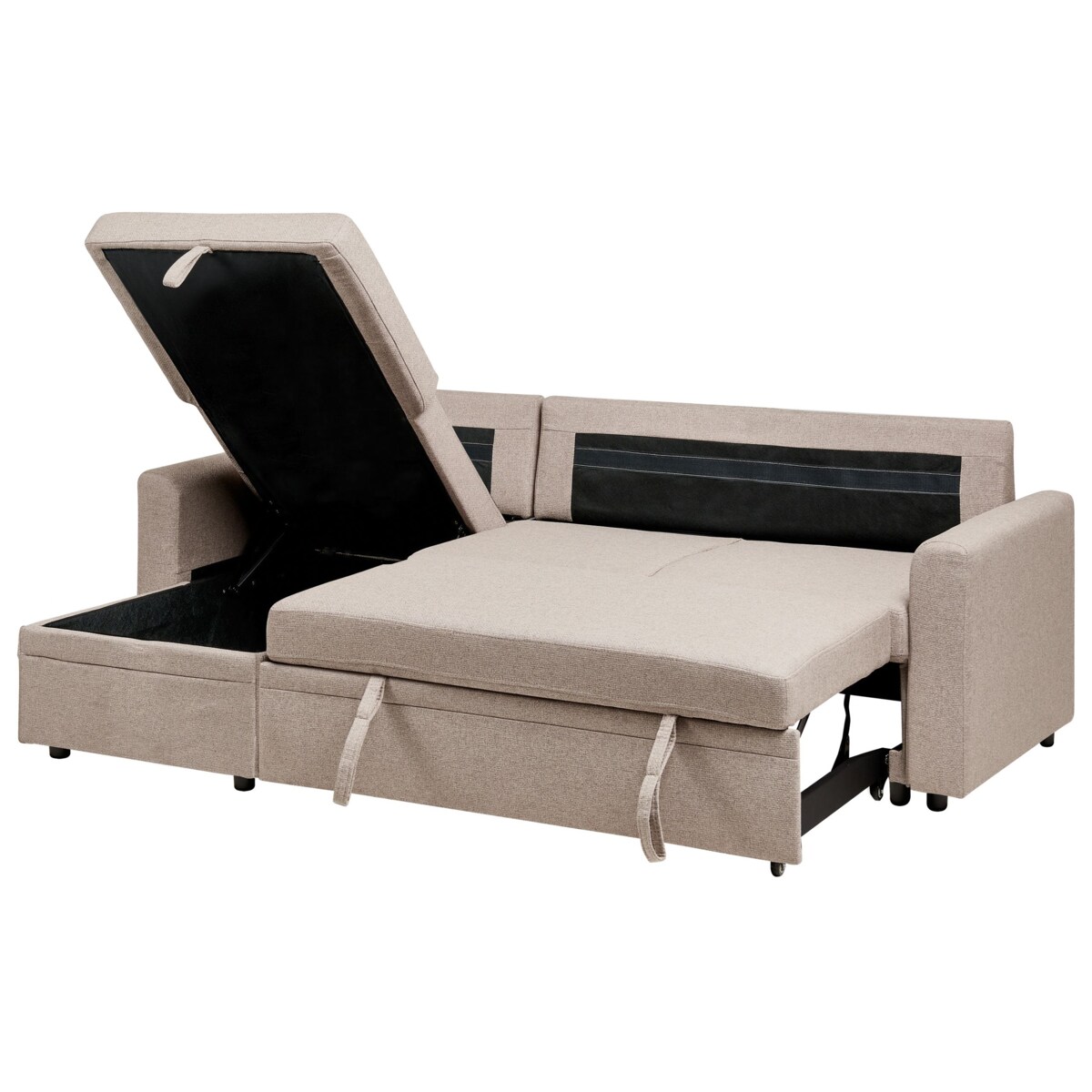 Narożnik rozkładany NASSJO Len syntetyczny Jasnobrązowy dla 3 osób Prawostronny