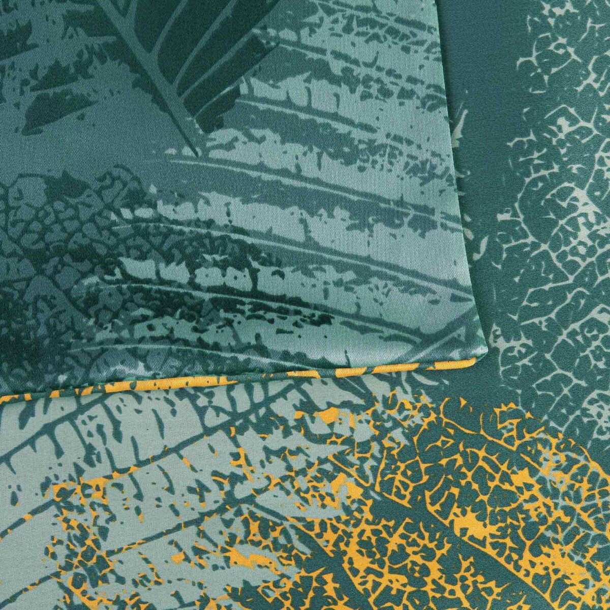 Pościel satyna bawełniana 200x220 Exclusive Venera turkusowa w duże liście