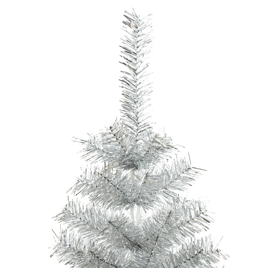 vidaXL Sztuczna choinka ze stojakiem, srebrna, 210 cm, PET