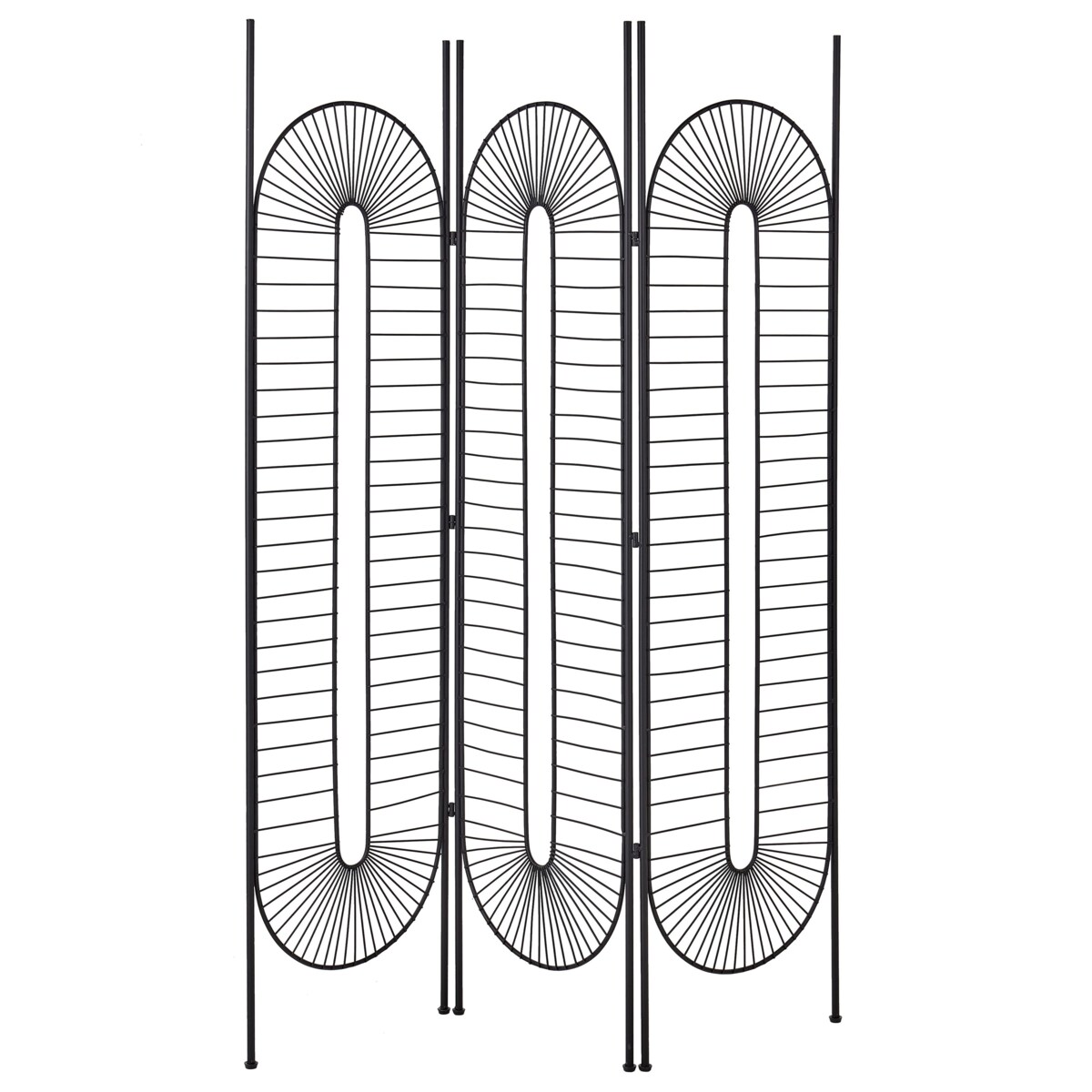 3-panelowy składany parawan pokojowy metalowy 135 x 170 cm czarny NOALE