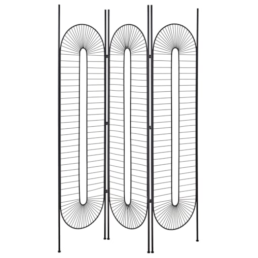 3-panelowy składany parawan pokojowy metalowy 135 x 170 cm czarny NOALE