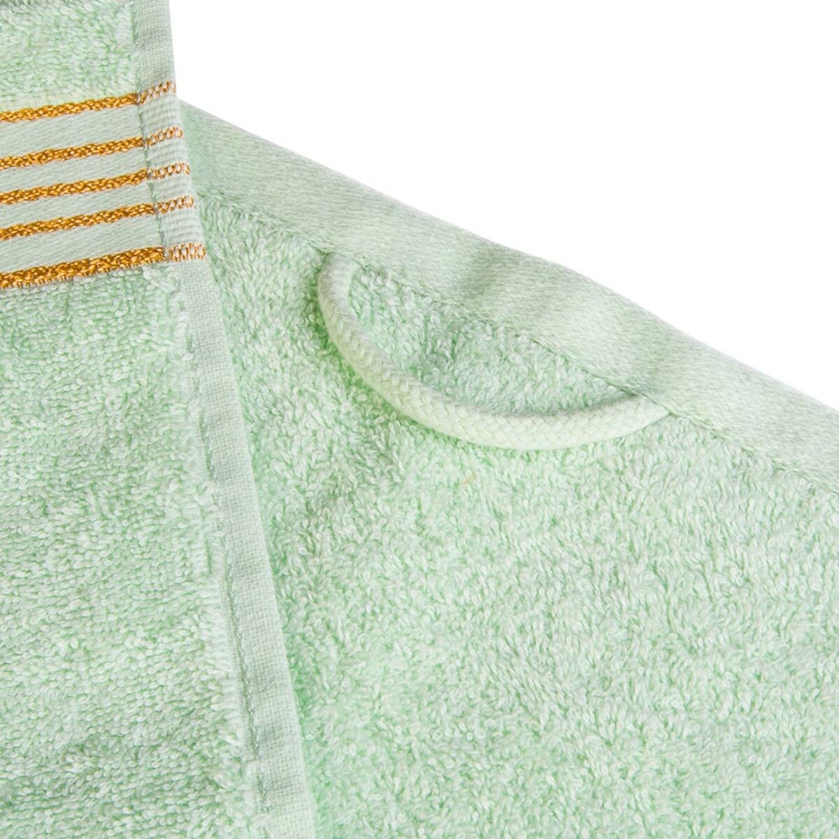 Ręcznik kąpielowy 70x140 cm bawełniany kolor zielony z bordiurą w złote paski 500 g/m2 TIWANO