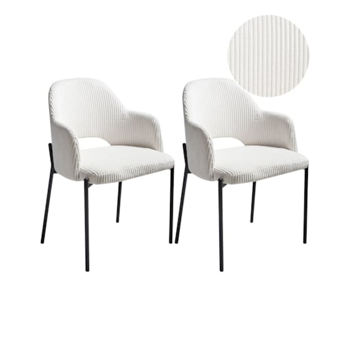 Zestaw 2 krzeseł do jadalni RATON Sztruks Złamana biel