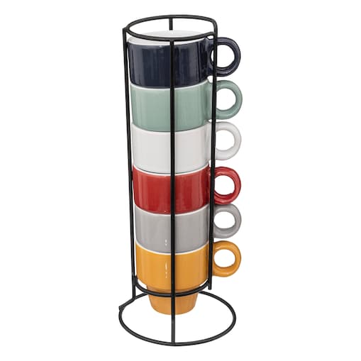 Stojak z 6 filiżankami COLORAMA, 64 ml