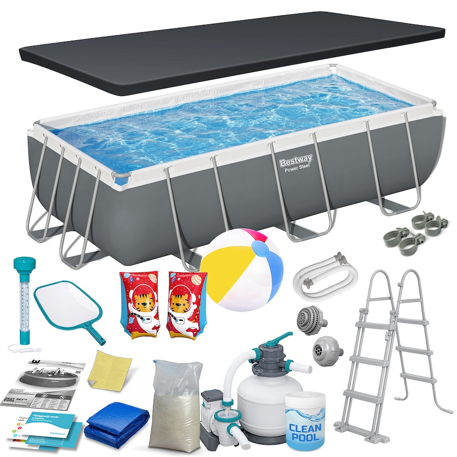 Basen ogrodowy stelażowy pompa piaskowa 404x201x100cm Bestway zestaw 17w1