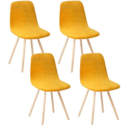 Pokrowiec Na Krzesło Zestaw 4 Szt Skandynawskie Musztardowy Welur