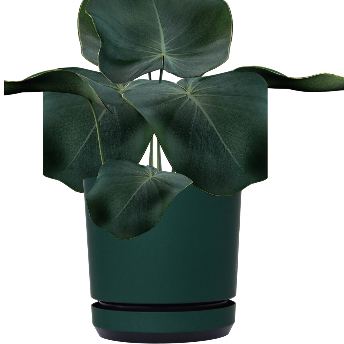 21 cm wzór ZIELONA BUTELKOWA Doniczka z podstawką ciemna zieleń satynowa matowa