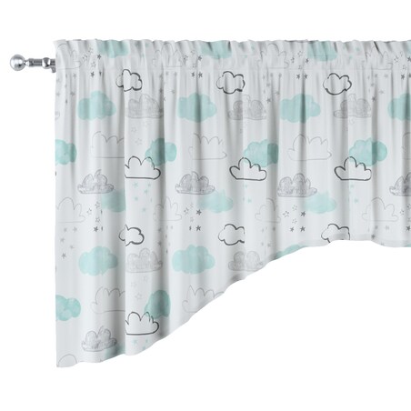 Lambrekin łuk 200x75 ecru-niebieski