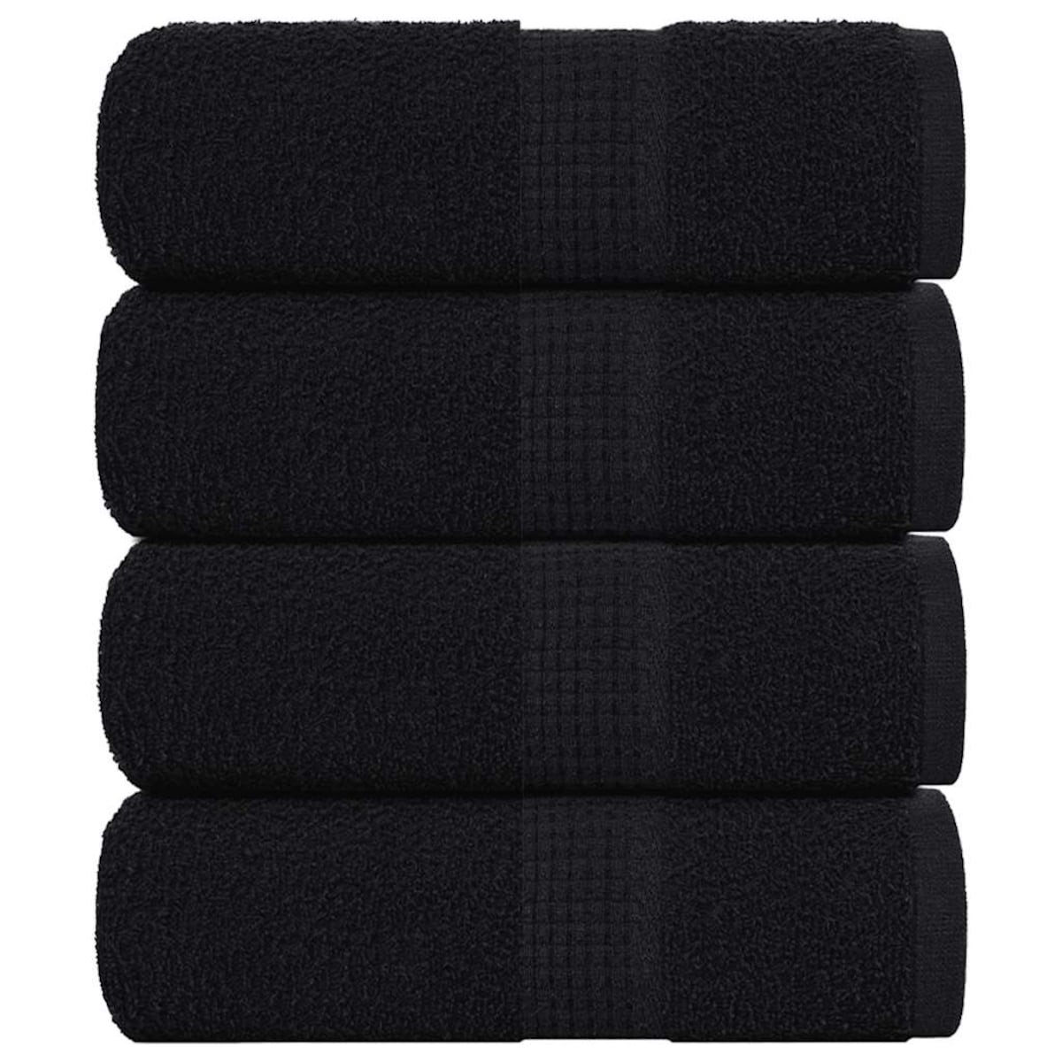 vidaXL Ręczniki, FROGN, 4 szt., czarne, 30x30 cm, 360 g/m²