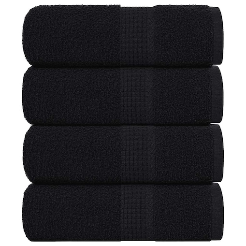 vidaXL Ręczniki, FROGN, 4 szt., czarne, 30x30 cm, 360 g/m²