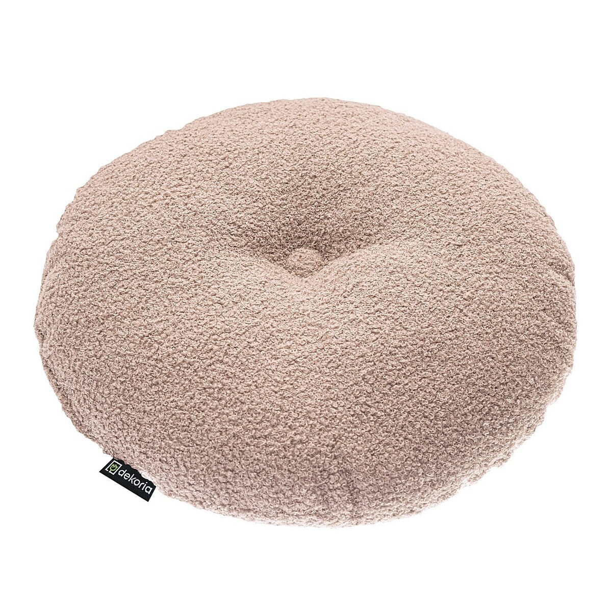 Poduszka okrągła z guzikiem, różowa bukla, ⌀37 cm, Boucle Teddy