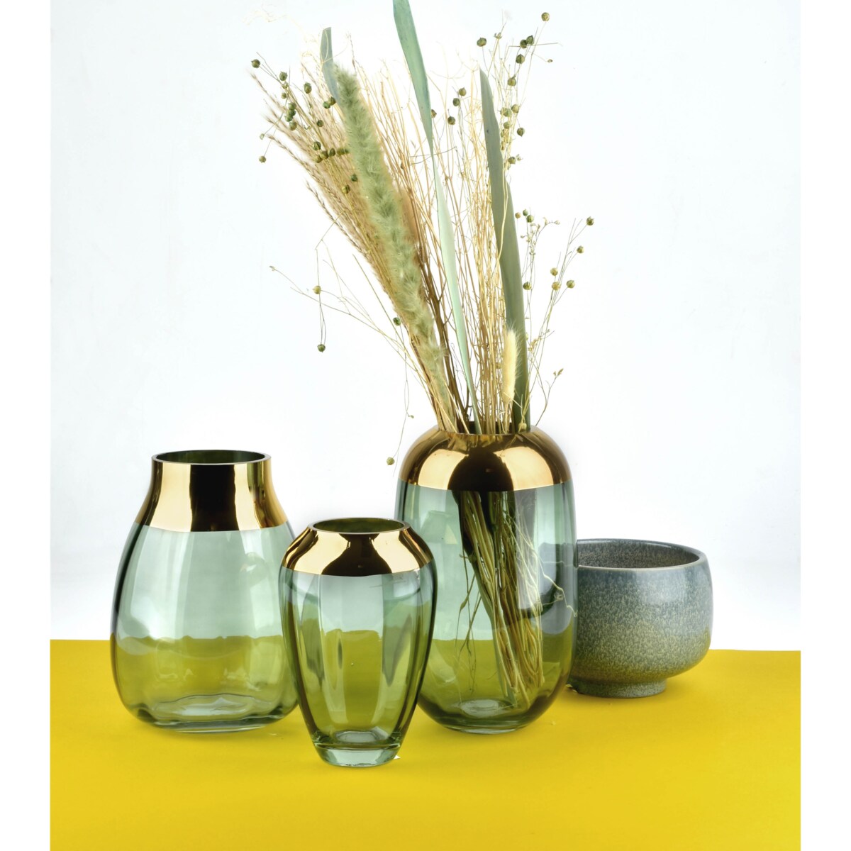 SERENITE Wazon 17xh23cm zielono-złoty