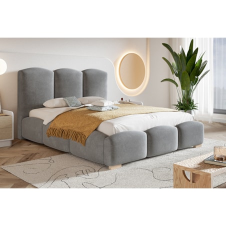 Łóżko jednoosobowe z pojemnikiem 90x200 BEN 14 - szare