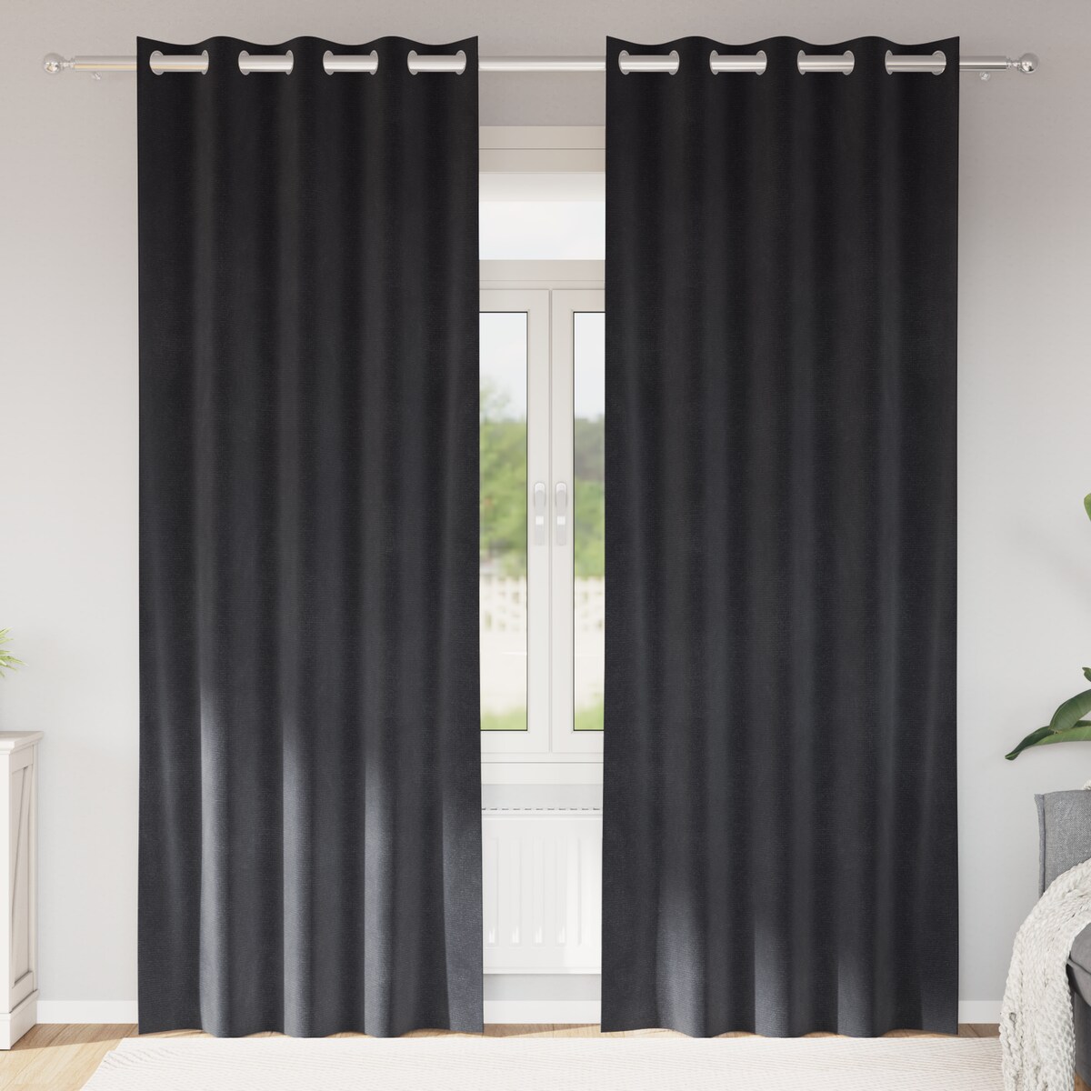 vidaXL Zasłony z zasłonami 2 pcs ciemno szary 140 x 245 cm Aksamit